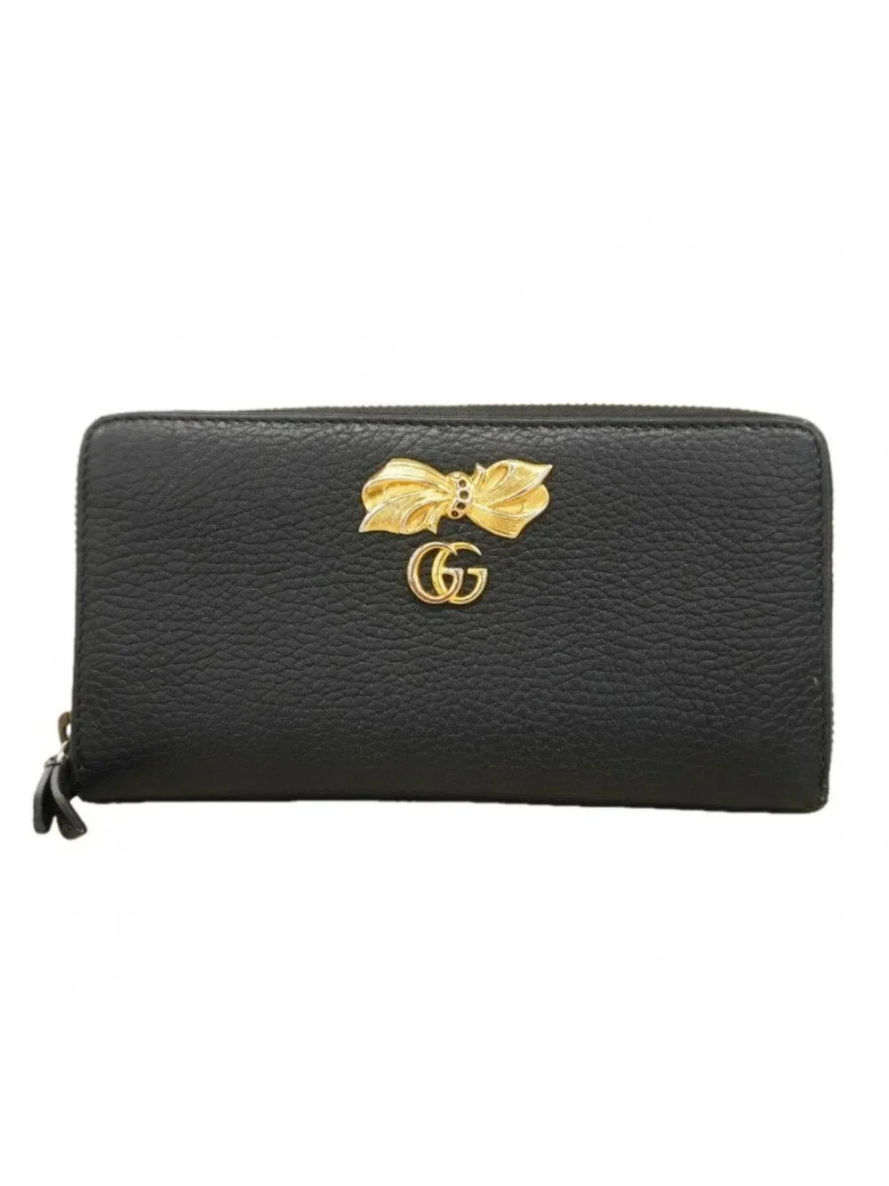 ★SOLD★ Gucci Wallet GG Marmont Leather Black Gold - Picture 1 of 9